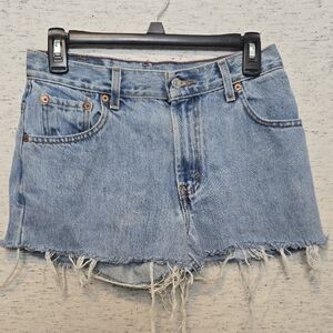Levi's 505 Light Blue Frayed Hem Jean Shorts